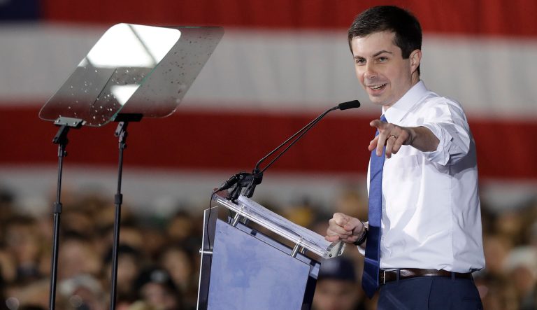 South Bend Mayor Pete Buttigieg announces that he will seek the Democratic presidential nomination during a rally, Sunday, April 14, 2019, in South Bend, Ind. 