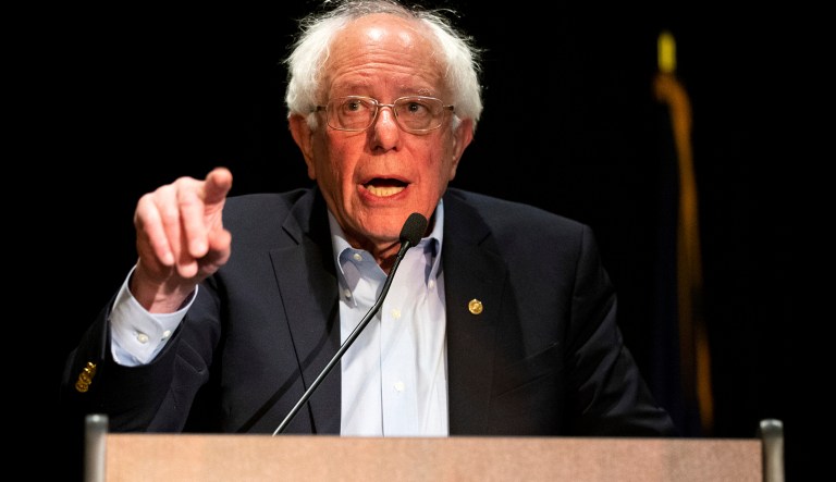 Presidential candidate and U.S. Senator Bernie Sanders (I-VT) speaks to a gathering of the Pennsylvania Association of Staff Nurses and Allied Professionals at Mohegan Sun Pocono in Plains Twp., Pa. on Monday, April 15, 2019.