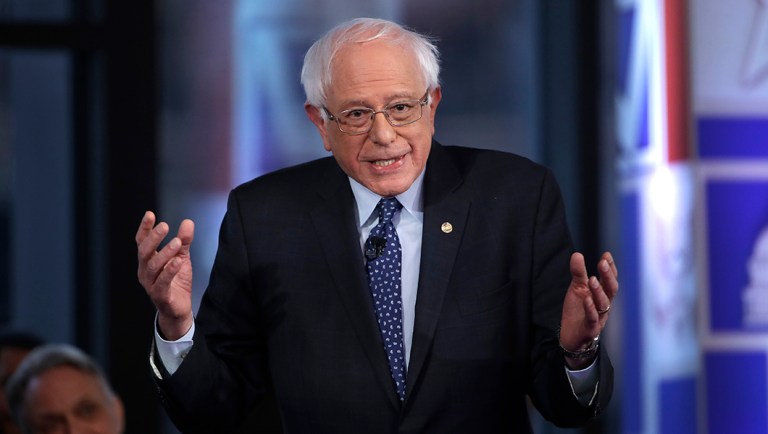 Sen. Bernie Sanders speaks during a Fox News town-hall style event.