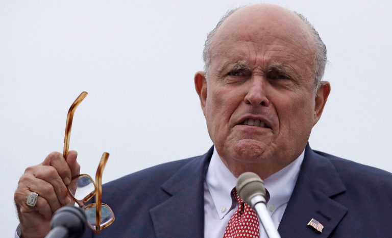 In this Aug. 1, 2018 photo, Rudy Giuliani, an attorney for President Donald Trump, speaks in Portsmouth, N.H. 