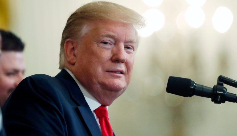 President Donald Trump speaks in the East Room of the White House, Thursday, April 18, 2019, in Washington. 