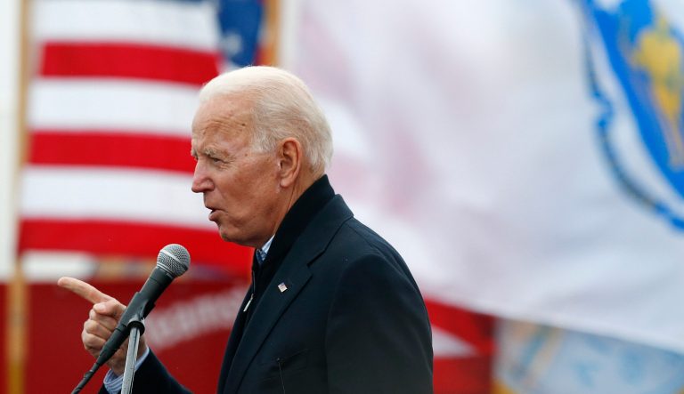 Former vice president Joe Biden speaks at a rally in Boston, Thursday, April 18, 2019. 