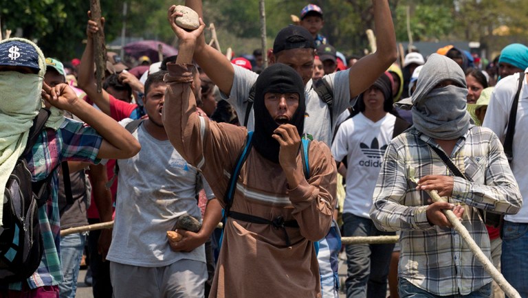 After Mexican immigration agents detained some Central American migrants on the highway.