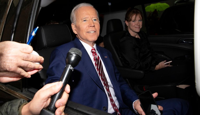 Former Vice President and Democratic presidential candidate Joe Biden is shown after appearing on ABC's "The View", Friday, April 26, 2019 in New York.  Biden says he has no plans to limit himself to one term if he's elected president in 2020. 
