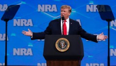 Cellphone appears to have been thrown at Trump during NRA speech