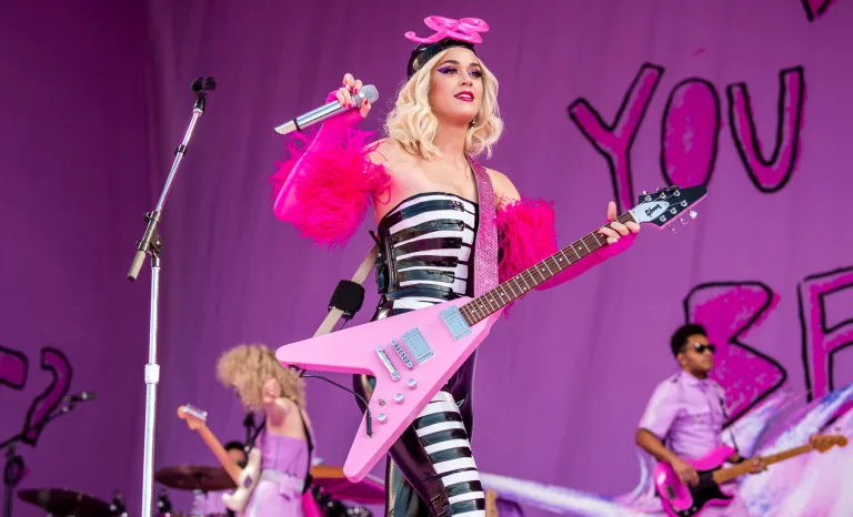 Katy Perry performs at the New Orleans Jazz and Heritage Festival on Saturday, April 27, 2019, in New Orleans. 
