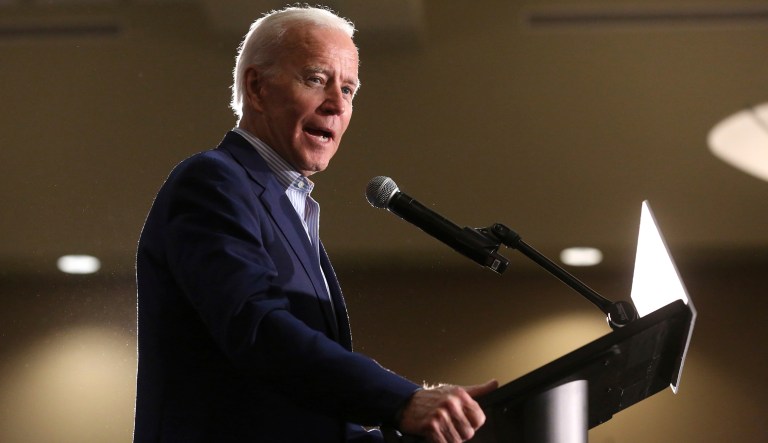 Democratic presidential candidate and former Vice President Joe Biden speaks during a rally at Grand River Center in Dubuque, Iowa, Tuesday, April 30, 2019.
