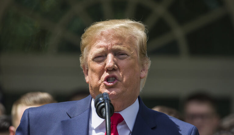 President Donald Trump speaks in the Rose Garden of the White House, Monday, May 6, 2019, in Washington. 