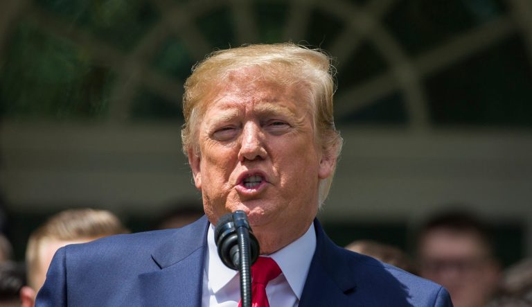 President Donald Trump speaks in the Rose Garden of the White House, Monday, May 6, 2019, in Washington. 