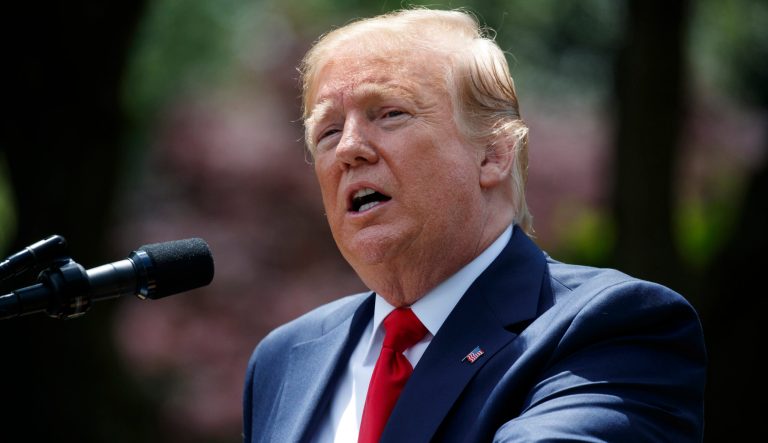 President Donald Trump speaks in the Rose Garden of the White House, Monday, May 6, 2019, in Washington. 