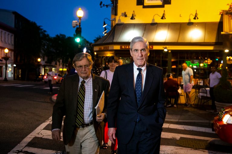 Special counsel Robert Mueller departs after having dinner at Martin's Tavern in Georgetown.