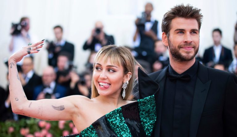 Miley Cyrus and Liam Hemsworth attend The Metropolitan Museum of Art's Costume Institute benefit gala celebrating the opening of the "Camp: Notes on Fashion" exhibition on Monday, May 6, 2019, in New York. 