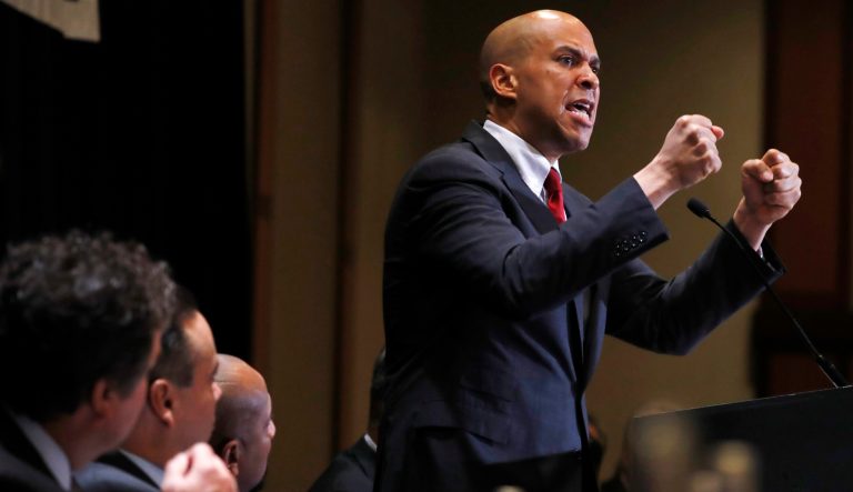 Democratic presidential candidate Sen. Cory Booker, D-N.J., speaks during the Machinists Union Legislative Conference, Tuesday May 7, 2019, in Washington. 