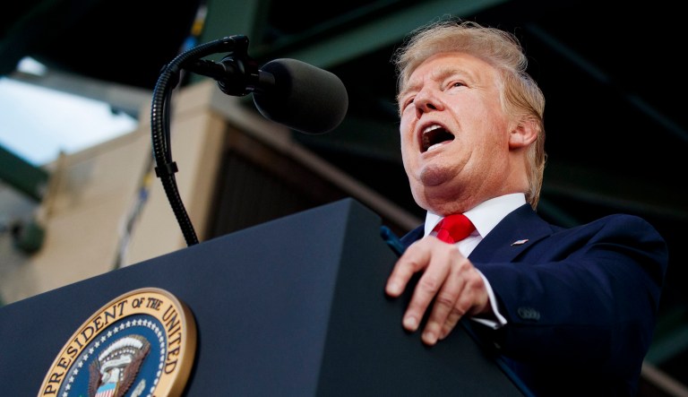 President Trump speaks at an event.