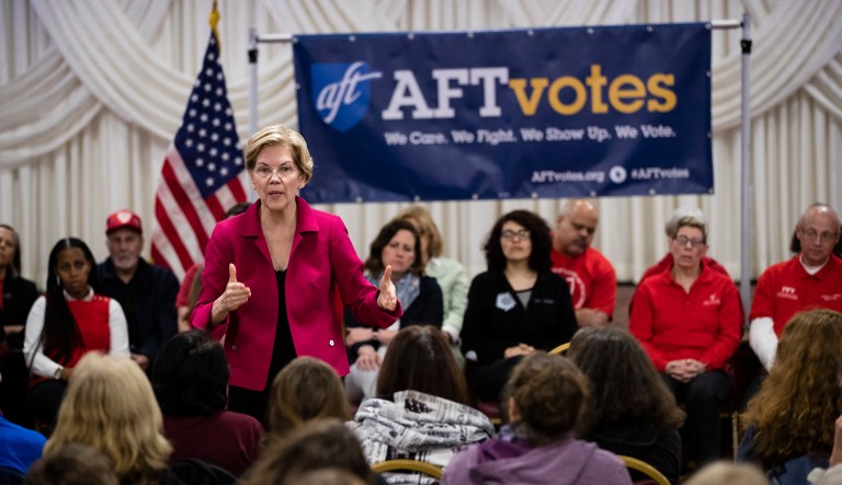 Democratic presidential candidate Sen. Elizabeth Warren, D-Massachusetts, is seen.