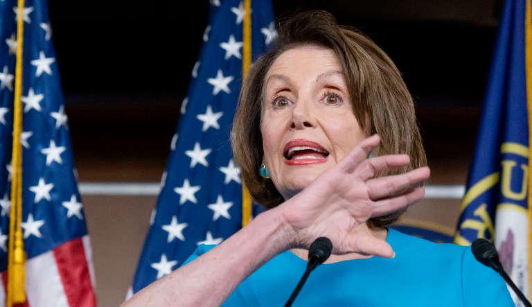 Speaker of the House Nancy Pelosi, D-Calif., meets with reporters.