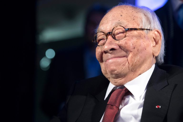 In this Thursday, Oct. 27, 2016, file photo, Chinese-American architect I.M. Pei smiles as he accepts the Lifetime Achievement Award.