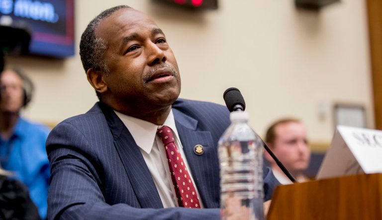 Housing and Urban Development Secretary Ben Carson testifies at a House Financial Services Committee oversight hearing on Capitol Hill in Washington, Tuesday, May 21, 2019.