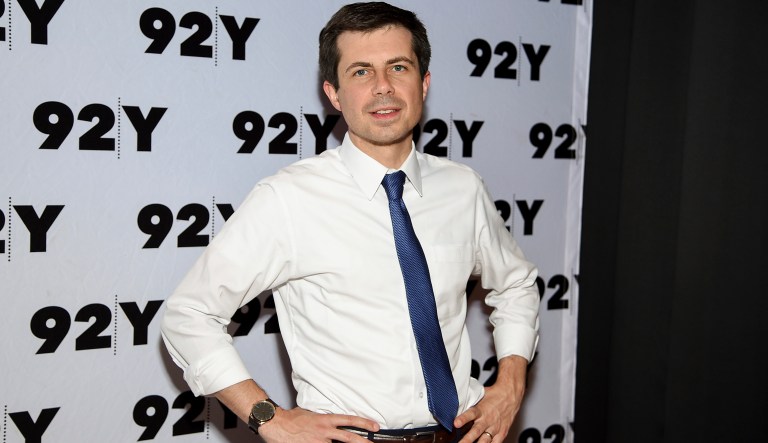 Democratic presidential candidate and Mayor of South Bend, Ind., Pete Buttigieg, poses backstage before an appearance at the 92nd Street Y on Wednesday, May 22, 2019, in New York.