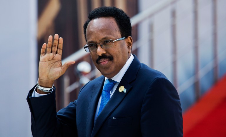 Somalia President Mohamed Abdullahi Mohamed arrives for the swearing-in ceremony of Cyril Ramaphosa at Loftus Versfeld stadium in Pretoria, South Africa, Saturday May 25, 2019. 