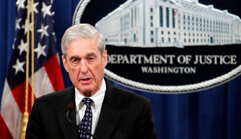 Special counsel Robert Mueller speaks at the Department of Justice Wednesday, May 29, 2019, in Washington, about the Russia investigation. 