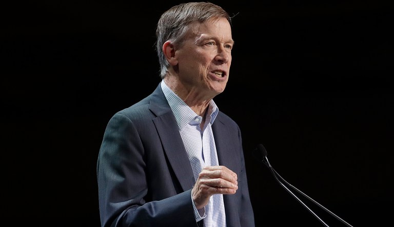 Democratic presidential candidate and former Colorado Gov. John Hickenlooper speaks during the 2019 California Democratic Party State Organizing Convention in San Francisco, Saturday, June 1, 2019. 