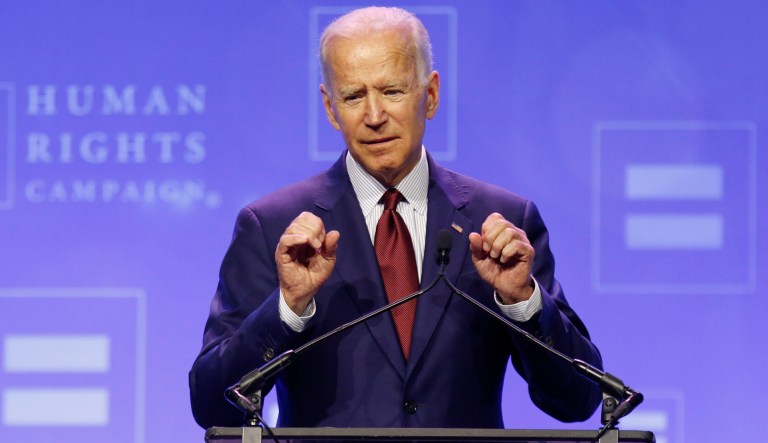 Democratic presidential candidate, former Vice President Joe Biden speaks during the Human Rights Campaign Columbus, Ohio Dinner at Ohio State University Saturday, June 1, 2019.