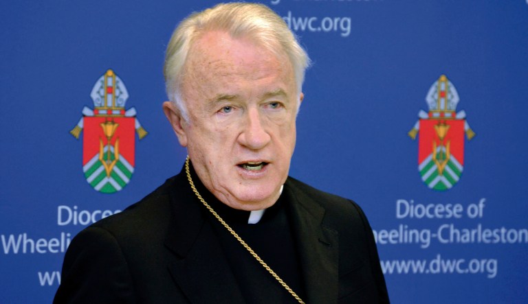 A 2015 file photo shows West Virginia Bishop Michael J. Bransfield, then-bishop of the Roman Catholic Diocese of Wheeling-Charleston. An investigation into Bransfield found a "consistent pattern" of sexual innuendo and suggestive comments and actions toward subordinates, the head of the Wheeling-Charleston Diocese said on June 5, 2019. 