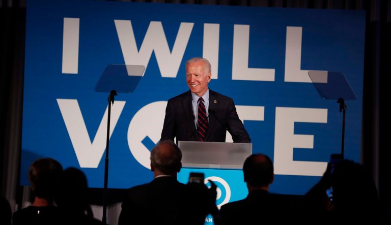 Democratic presidential candidate former Vice President Joe Biden speaks during the I Will Vote Fundraising Gala Thursday, June 6, 2019, in Atlanta. 