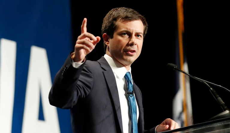 Democratic presidential candidate Pete Buttigieg speaks in Cedar Rapids, Iowa. 