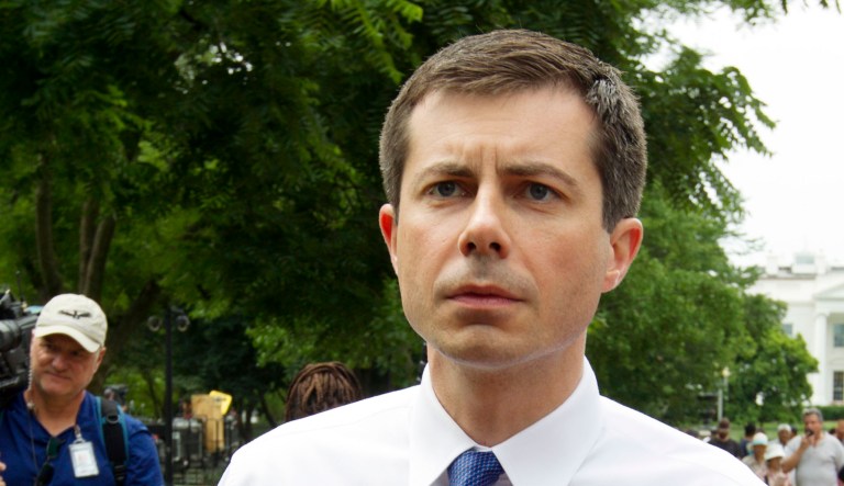 Democratic presidential candidate Mayor Pete Buttigieg appears at an event.