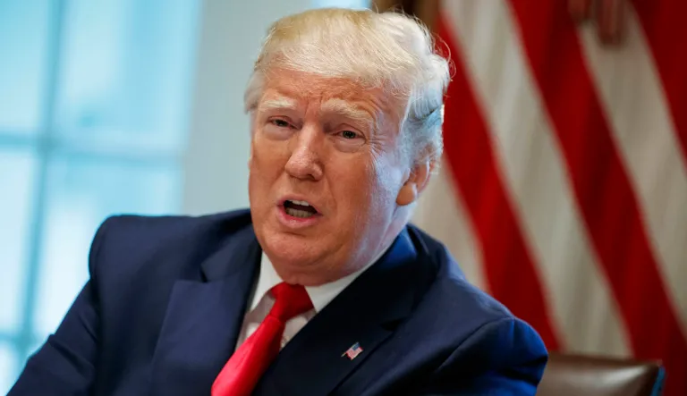 In this Thursday, June 13, 2019 photo, President Donald Trump speaks during a meeting in the Cabinet Room of the White House, in Washington. 