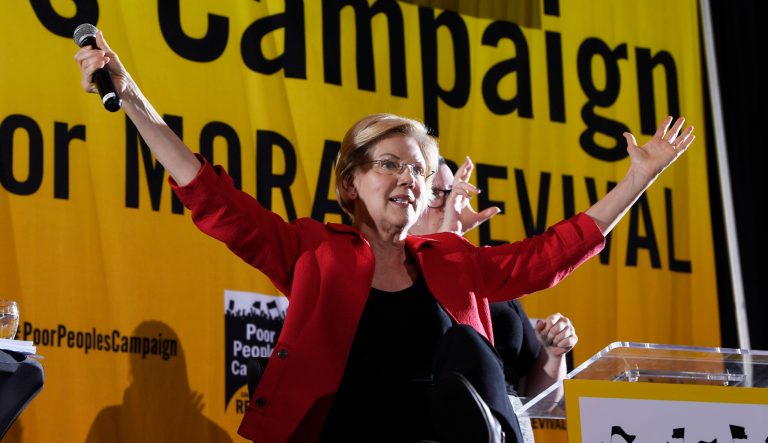 Democratic presidential candidate Sen. Elizabeth Warren, D-Mass., speaks at the Poor People's Moral Action Congress presidential forum in Washington, Monday, June 17, 2019. 