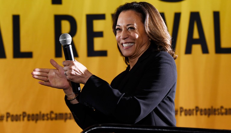 Democratic presidential candidate Sen. Kamala Harris, D-Calif., speaks at the Poor People's Moral Action Congress presidential forum in Washington, Monday, June 17, 2019.