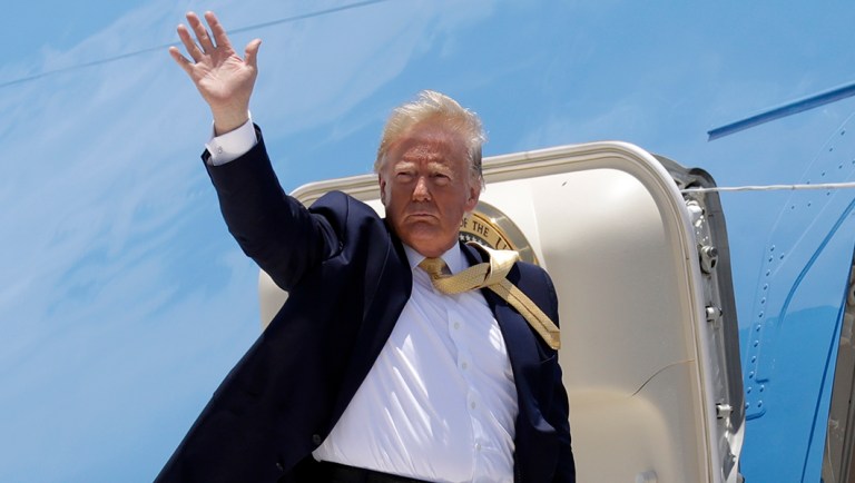 President Trump boards Air Force One.