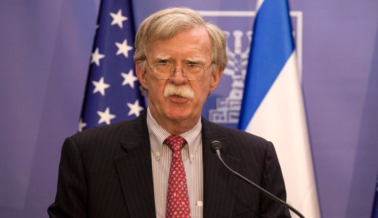 U.S. National Security Advisor John Bolton gives statements to media in Jerusalem, Sunday, June 23, 2019. 