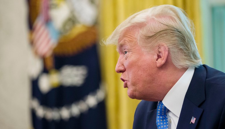 President Trump speaks at the White House.