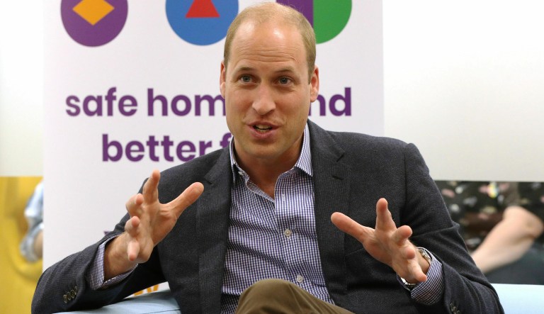 Britain's Prince William, the Duke of Cambridge, speaks to former and current service users during a visit to the Albert Kennedy Trust to learn about the issue of LGBTQ youth homelessness and the unique approach that the organisation is taking to tackling the problem, in London, Wednesday, June 26, 2019.