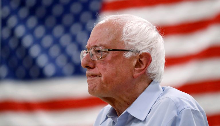 Democratic presidential candidate Sen. Bernie Sanders, I-Vt., speaks to local residents during an ice cream social, Tuesday, July 2, 2019, in Iowa City, Iowa. 