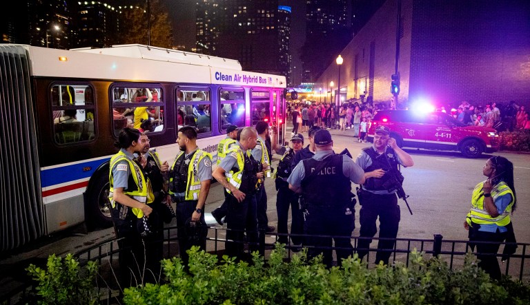 Chicago Police Department officers respond to reports of stabbings and threatening injuries after the 4th of July celebrations at Chicago's Navy Pier.