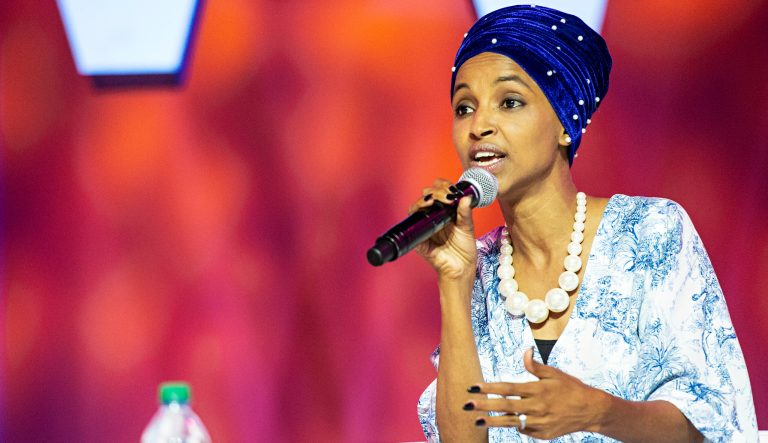 Rep. Ilhan Omar, D-Minn., speaks at the 2019 Essence Festival at the Ernest N. Morial Convention Center on Saturday, July 6, 2019, in New Orleans. 