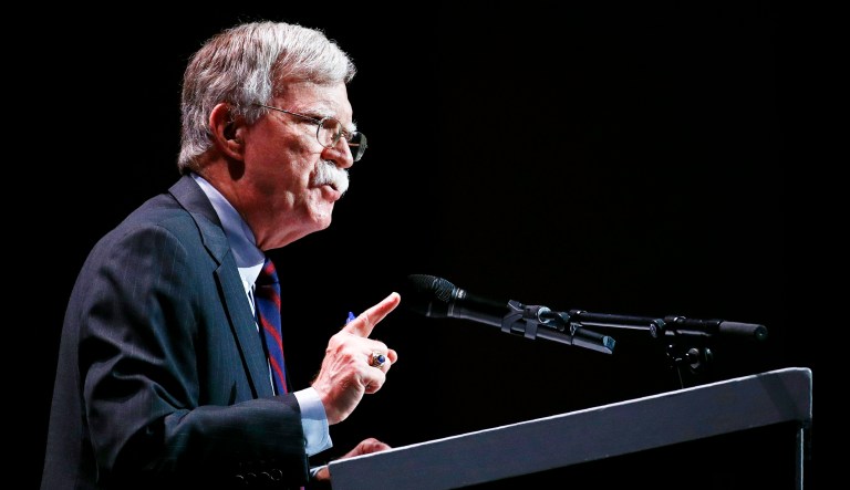 National security adviser John Bolton speaks at a conference.