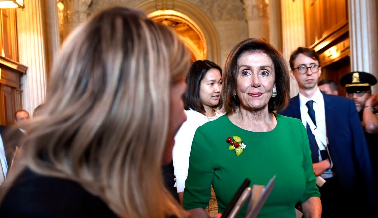 House Speaker Nancy Pelosi of California appears on Capitol Hill in Washington.