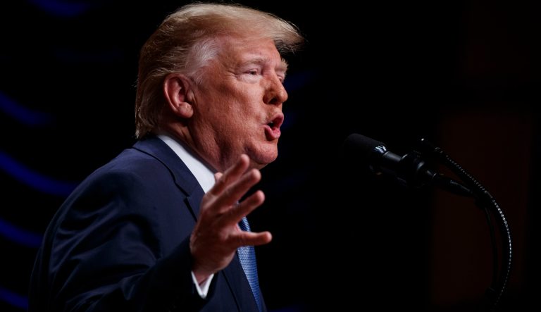 President Donald Trump speaks during an event at the Ronald Reagan Building and International Trade Center, Wednesday, July 10, 2019, in Washington. 