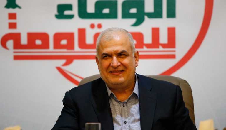 The head of Hezbollah parliamentary bloc Mohamad Raad, attends the weekly meeting of his bloc, in a suburb of Beirut, Lebanon, Thursday, July 11, 2019. 