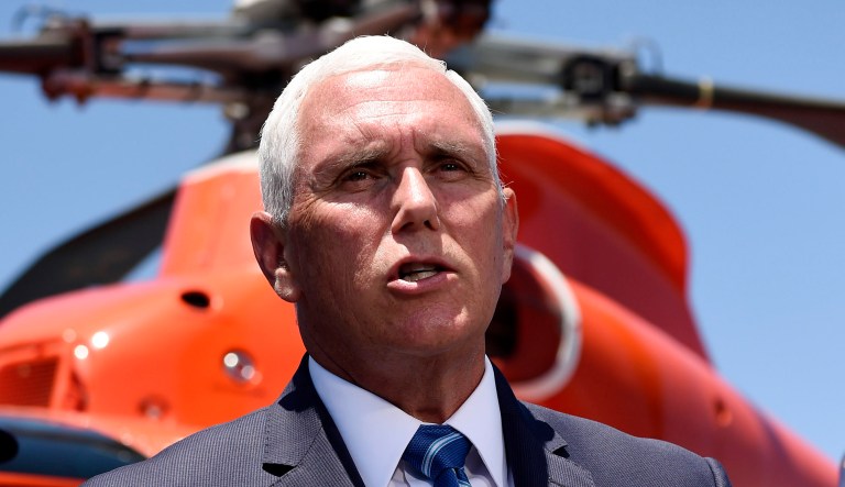 Vice President Mike Pence speaks to the media.