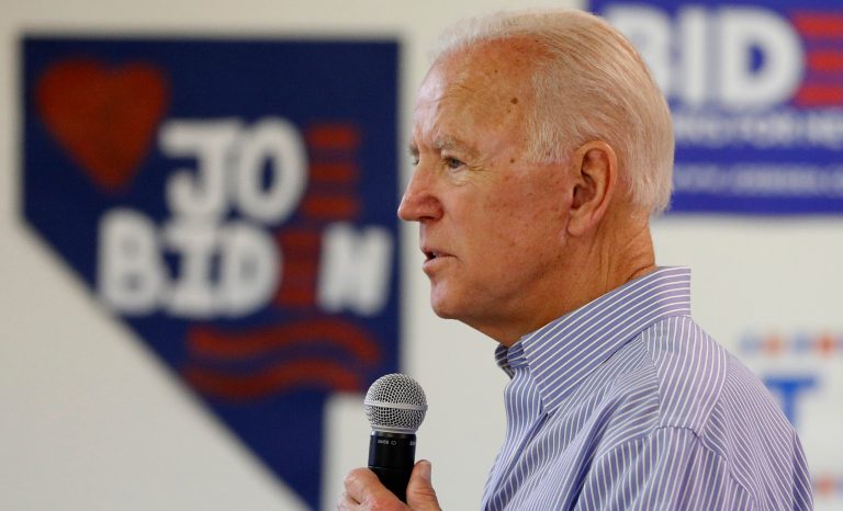 Former Vice President and Democratic presidential candidate Joe Biden speaks during a campaign event at an electrical workers union hall Saturday, July 20, 2019, in Las Vegas. 