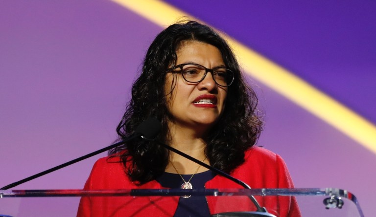 Rep. Rashida Tlaib, D-Mich., addresses the 110th NAACP National Convention, Monday, July 22, 2019, in Detroit. 