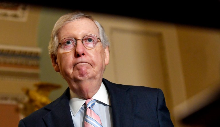 Senate Majority Leader Mitch McConnell of Kentucky is seen on Capitol Hill in Washington.