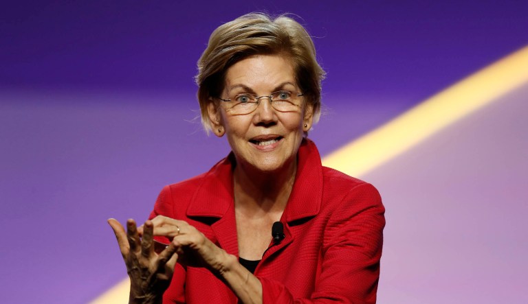 Democratic presidential candidate Sen. Elizabeth Warren, D-Massachusetts, speaks.